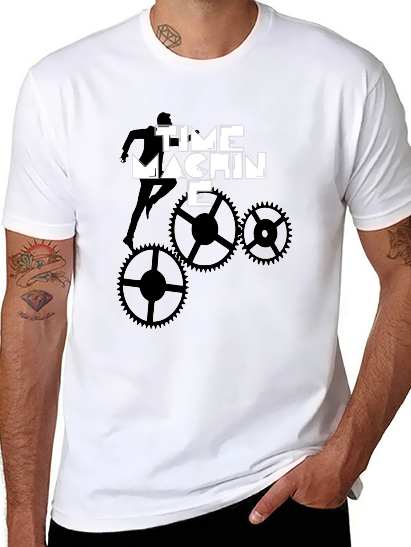 Time Machine Graphic Tee - Stylish Black Cotton T-Shirt