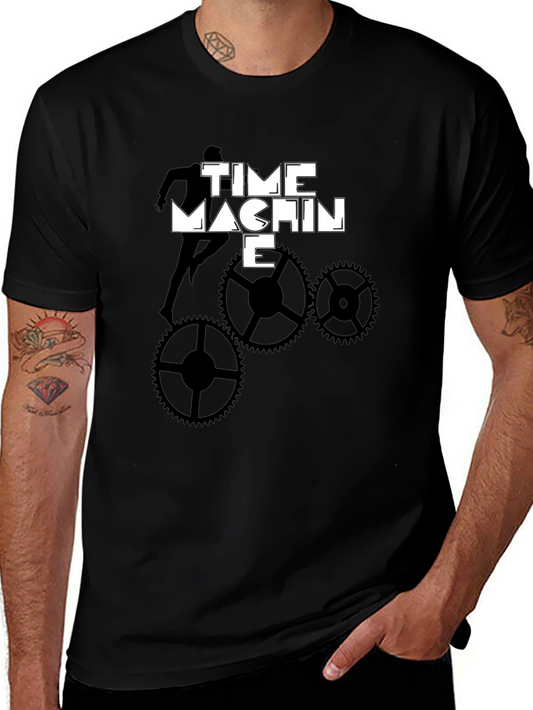 Time Machine Graphic Tee - Stylish Black Cotton T-Shirt