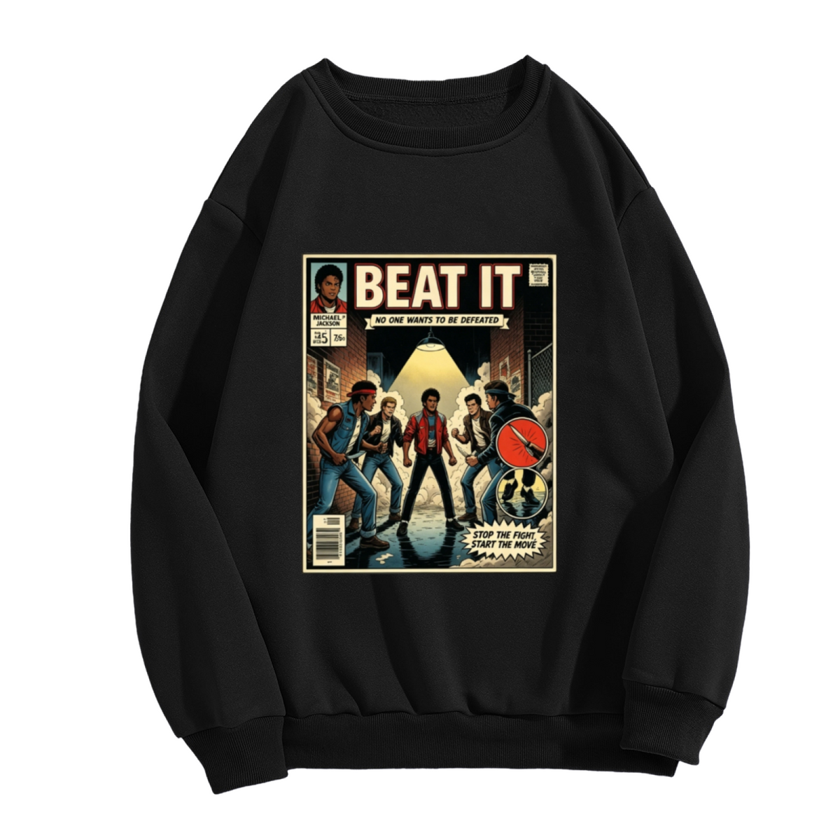 Beat It Retro Comic Book Michael Jackson Inspired Crewneck Sweatshirt