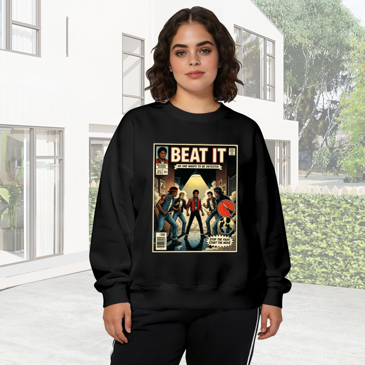 Beat It Retro Comic Book Michael Jackson Inspired Crewneck Sweatshirt
