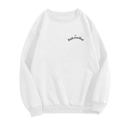 Minimal Faith Over Fear Chest Print Crewneck Sweatshirt