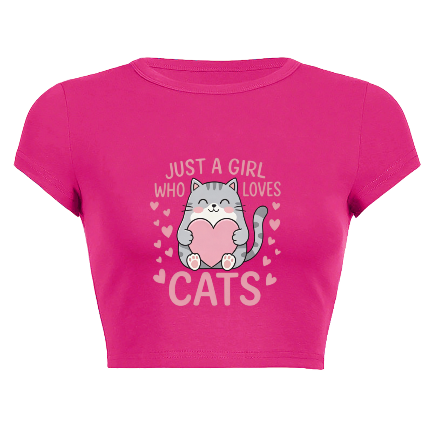 Just A Girl Who Adores Cats Coquette Crop Shirt