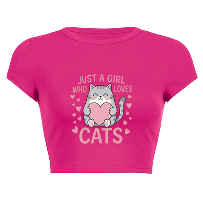 Just A Girl Who Adores Cats Coquette Crop Shirt