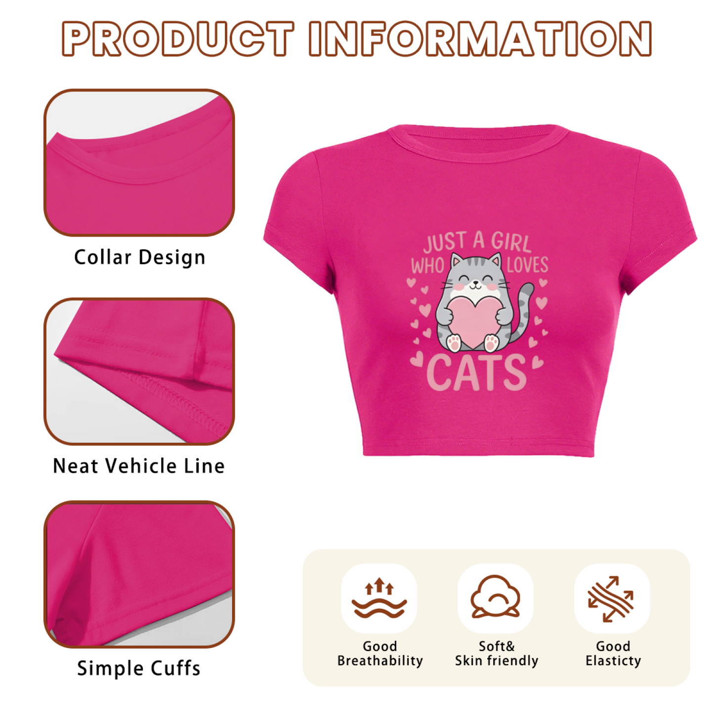 Just A Girl Who Adores Cats Coquette Crop Shirt