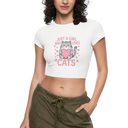 Just A Girl Who Adores Cats Coquette Crop Shirt