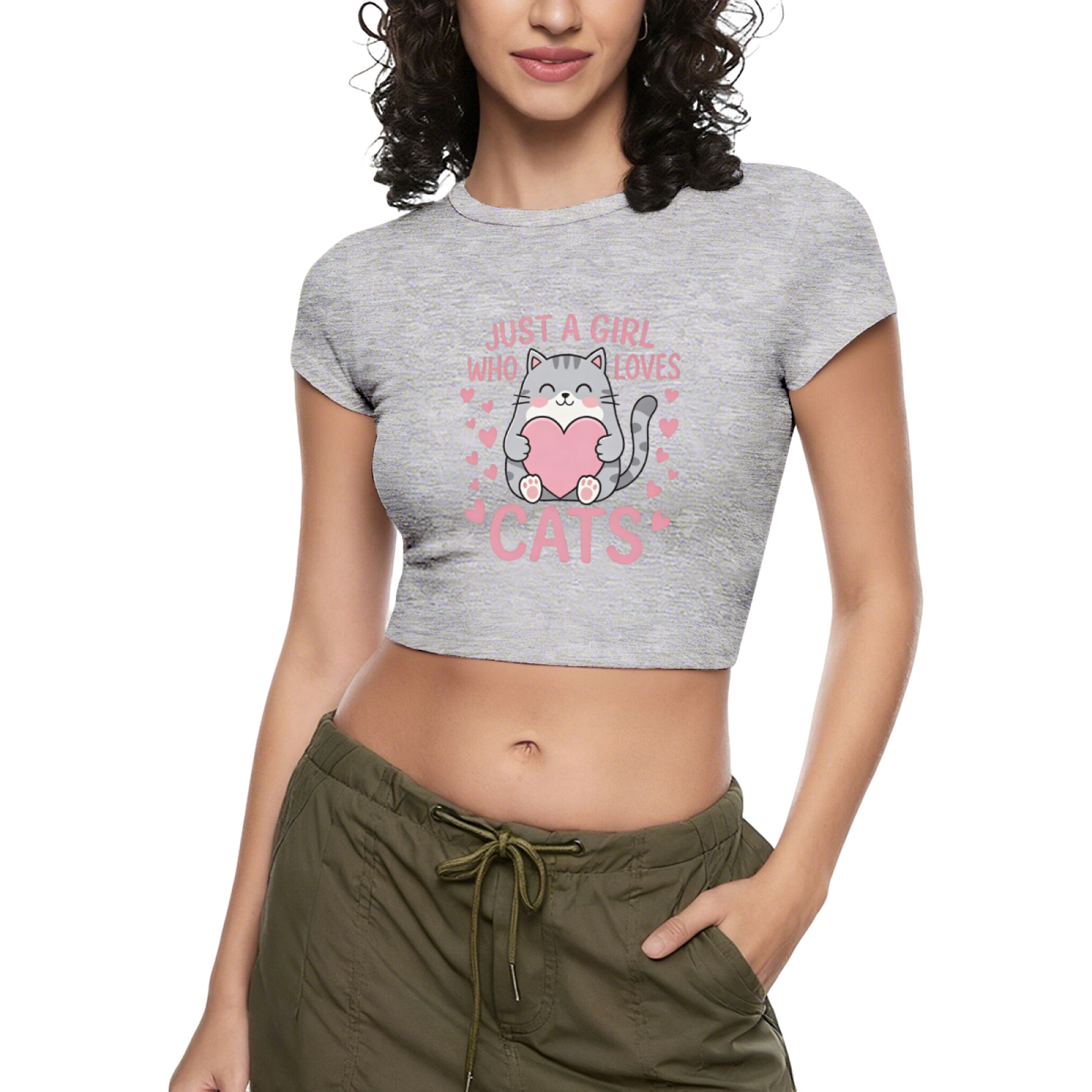 Just A Girl Who Adores Cats Coquette Crop Shirt