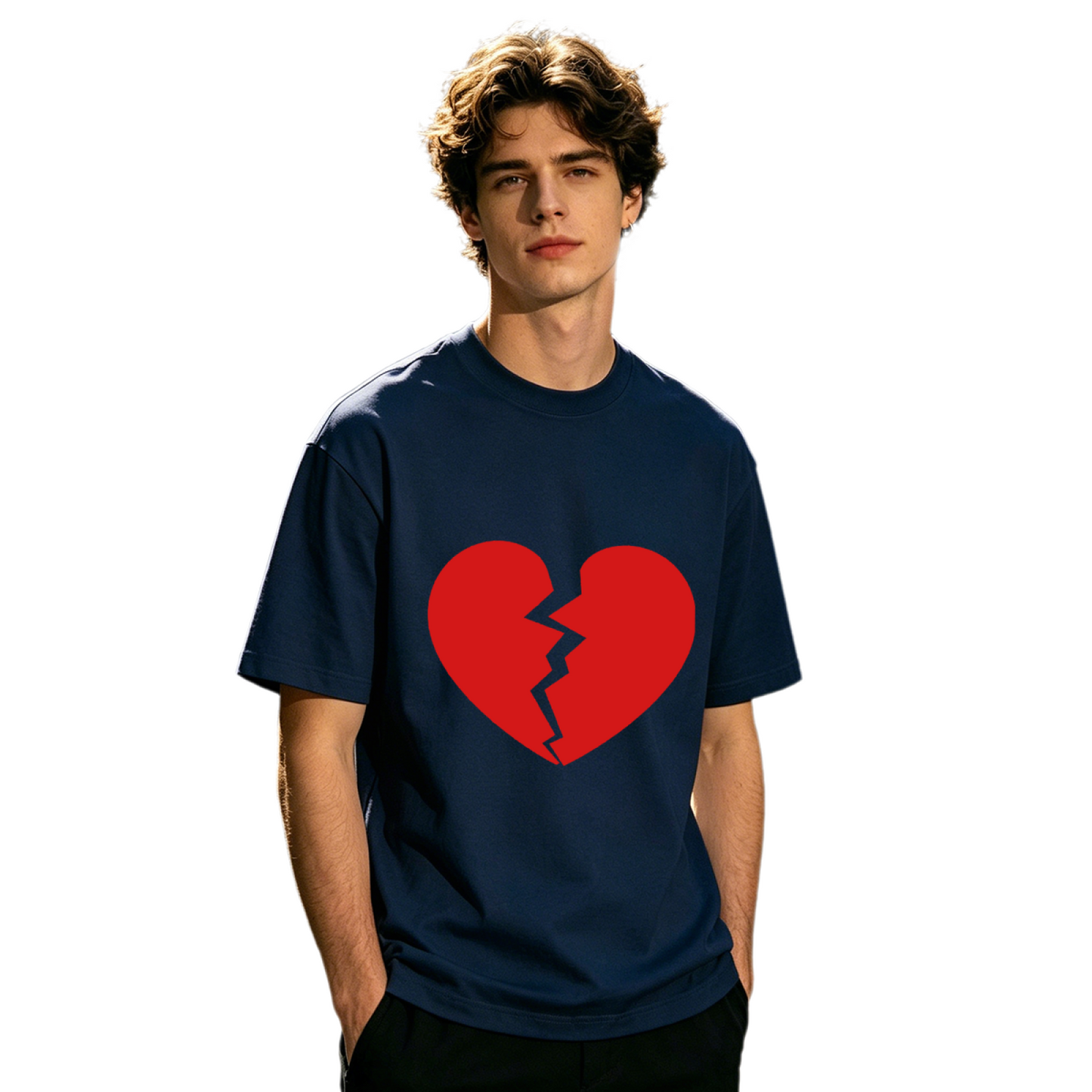 Men's Minimal Broken Red Heart Simple Trendy Street T-Shirt