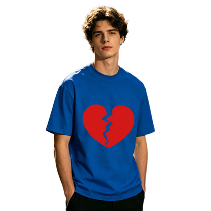 Men's Minimal Broken Red Heart Simple Trendy Street T-Shirt