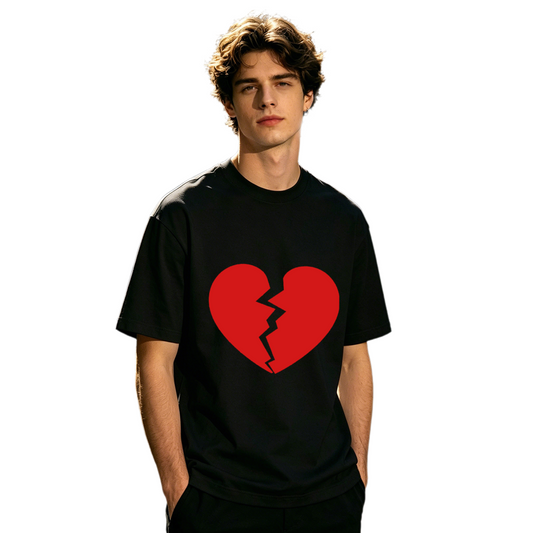 Men's Minimal Broken Red Heart Simple Trendy Street T-Shirt
