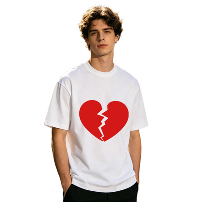 Men's Minimal Broken Red Heart Simple Trendy Street T-Shirt