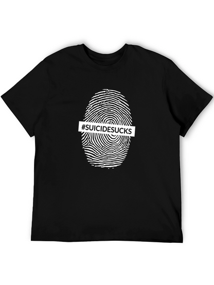 #SuicideSucks Fingerprint Graphic Tee - Black