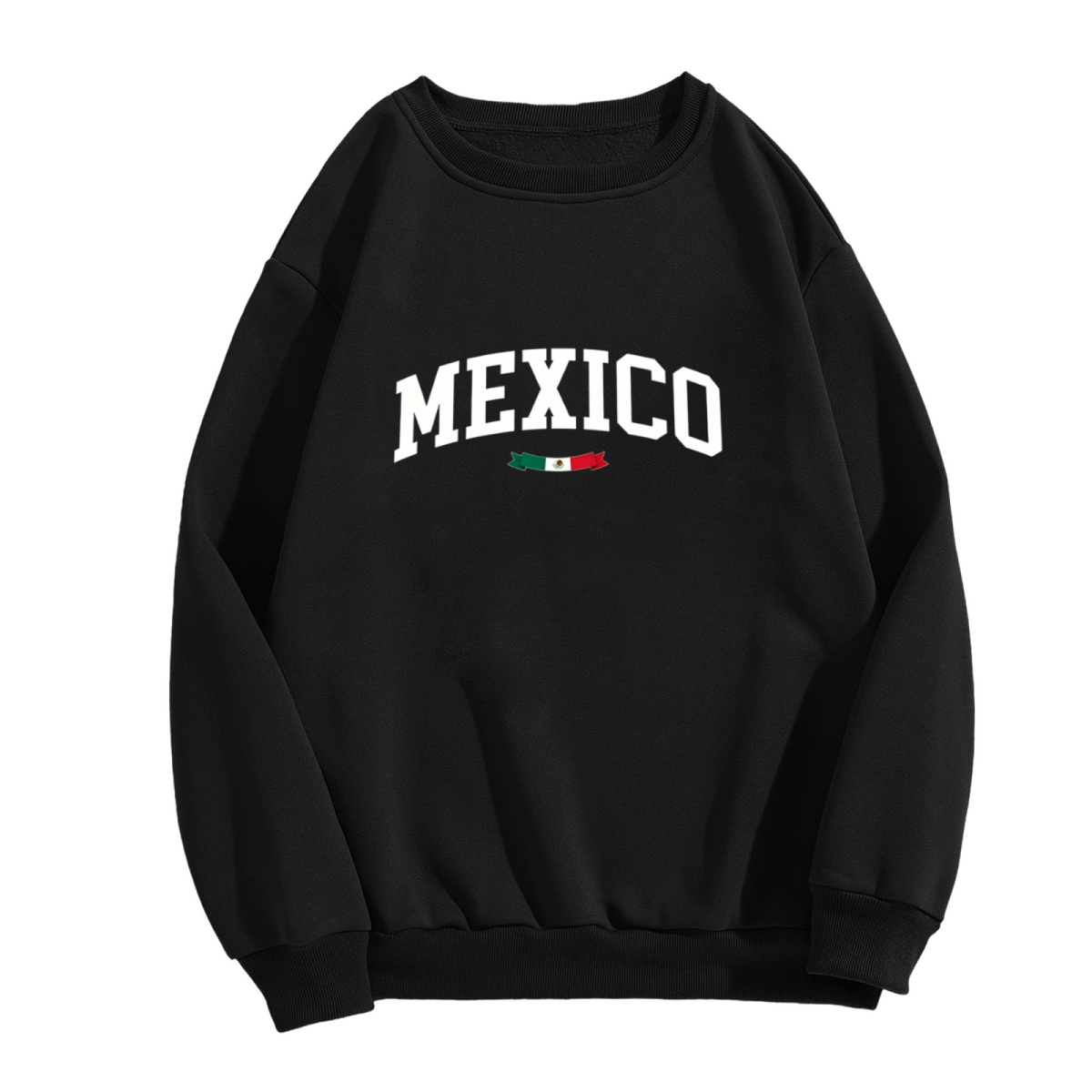 Retro Mexico Flag Letter Print Crewneck Sweatshirt