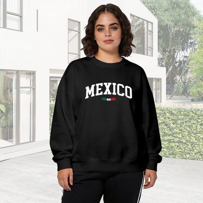 Retro Mexico Flag Letter Print Crewneck Sweatshirt