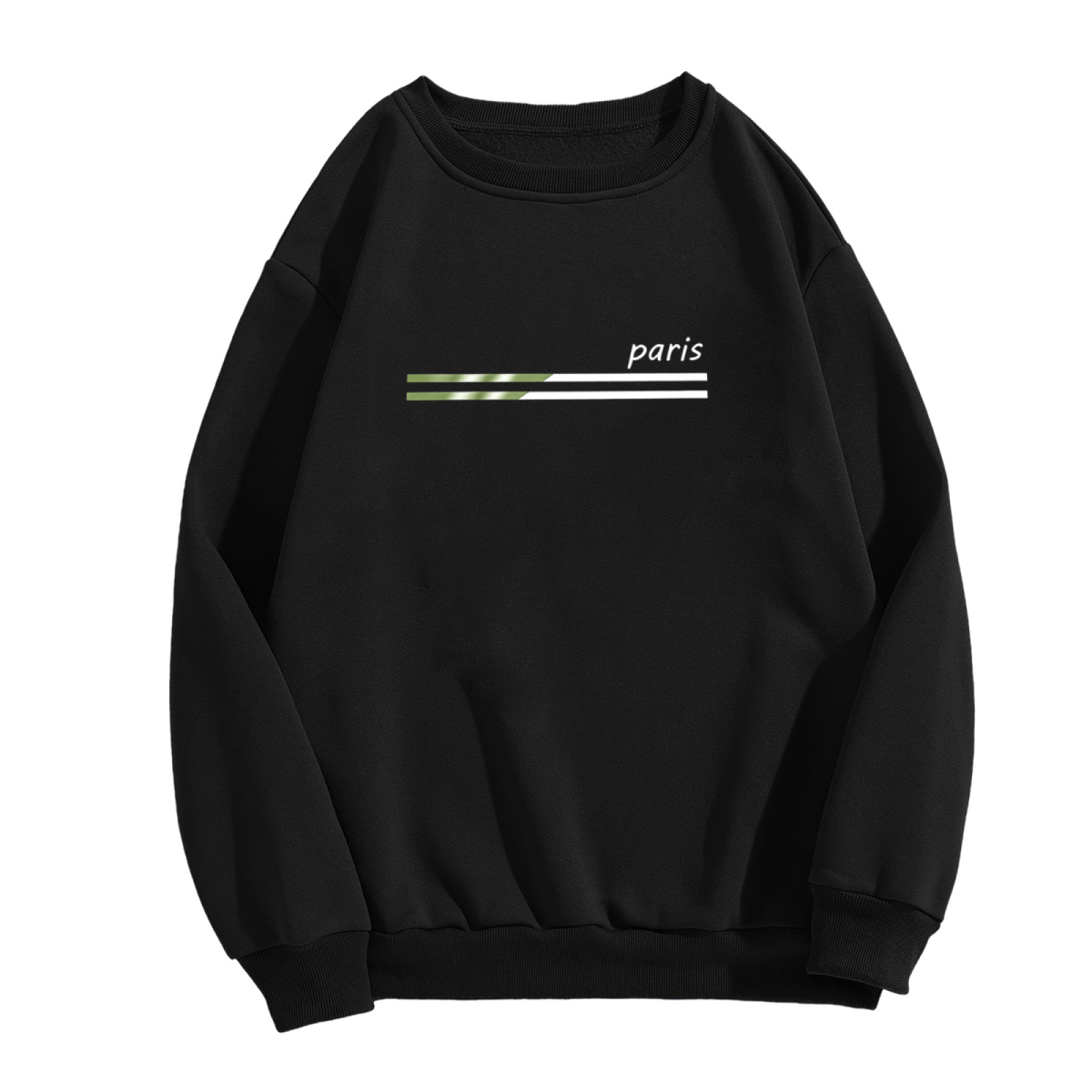 Minimal Paris Stripe Green Accent Crewneck Sweatshirt
