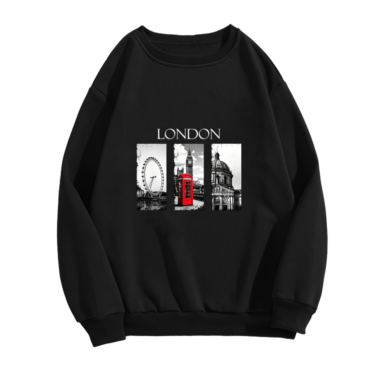 Classic London City Landmark Collage Crewneck Sweatshirt