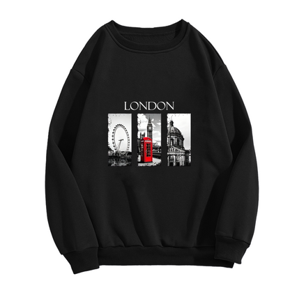 Classic London City Landmark Collage Crewneck Sweatshirt