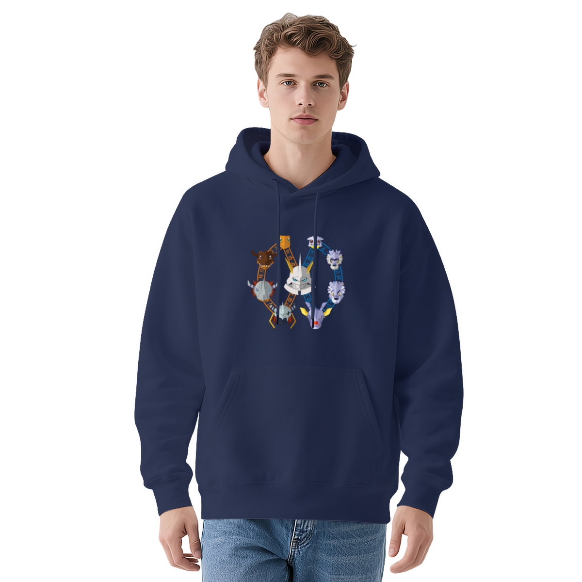 Colorful Monster Circular Graphic Men¡¯s Hoodie, Thick Warm Comfort