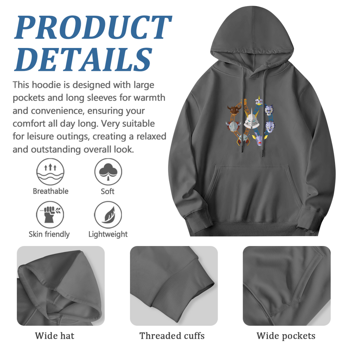 Colorful Monster Circular Graphic Men¡¯s Hoodie, Thick Warm Comfort