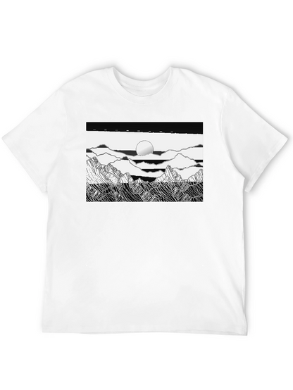 Black Graphic Tee - Mountain Scene Print