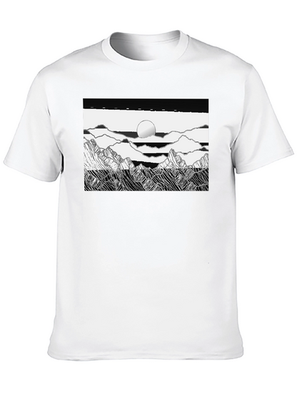 Black Graphic Tee - Mountain Scene Print