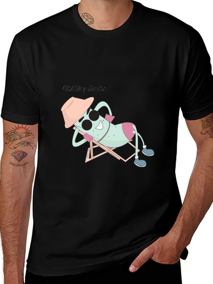 Chilling Socks Graphic Tee - Black Cotton Comfort