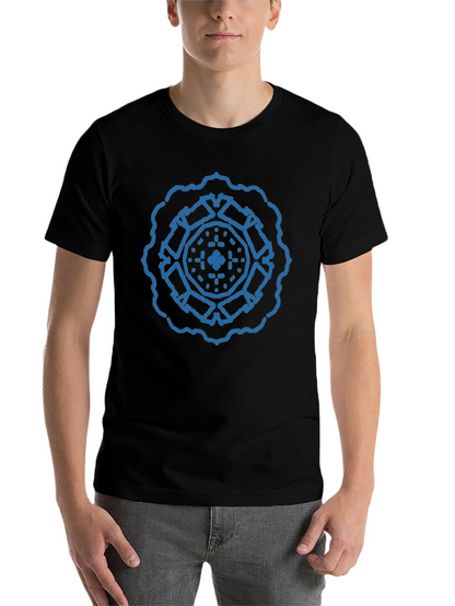 Geometric Blue Print Black T-Shirt