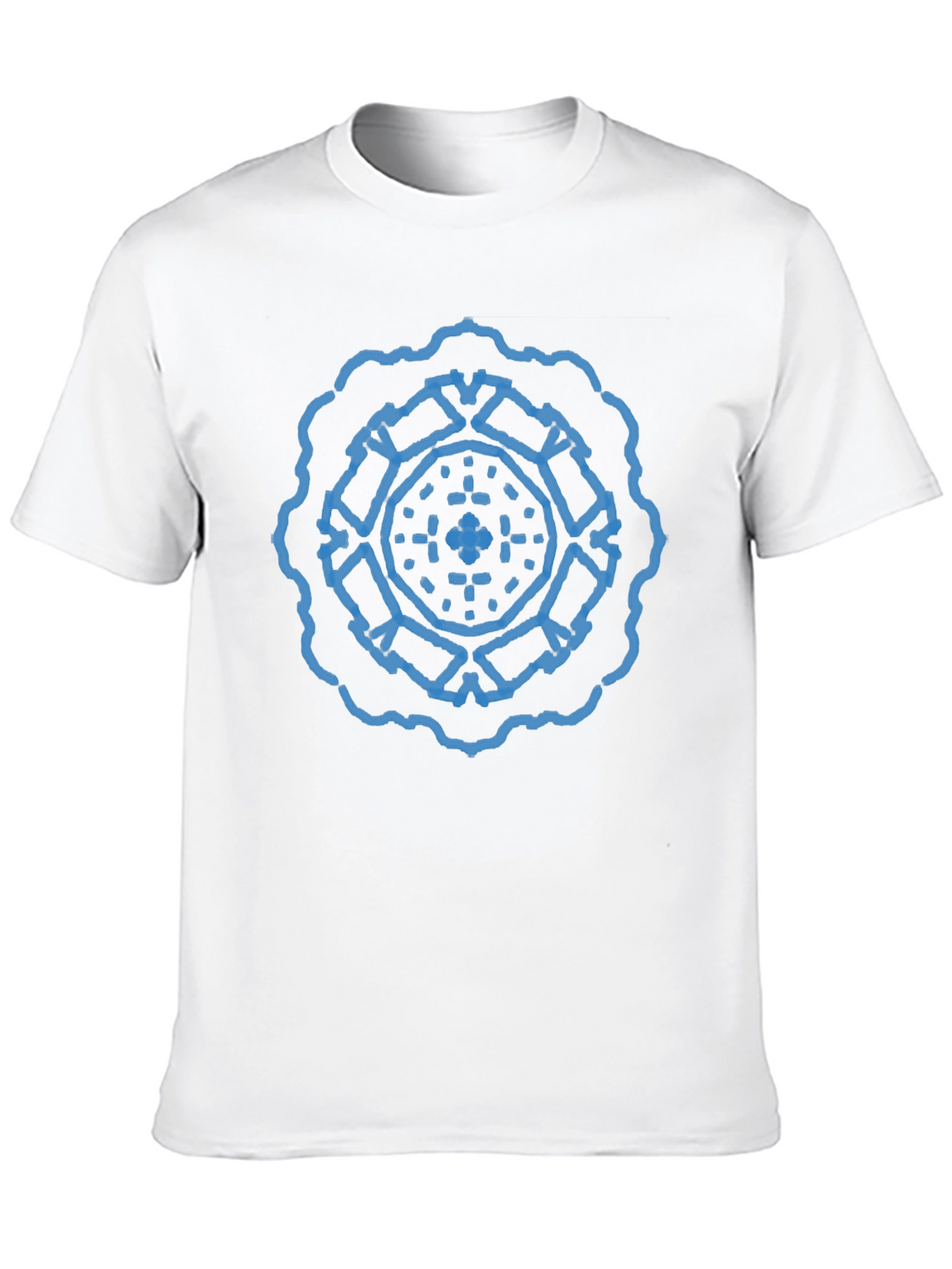 Geometric Blue Print Black T-Shirt