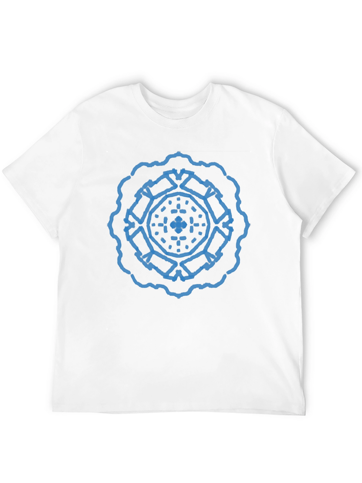 Geometric Blue Print Black T-Shirt
