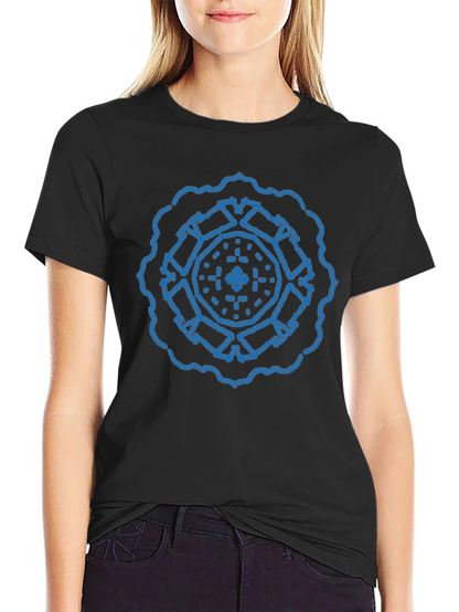 Geometric Blue Print Black T-Shirt