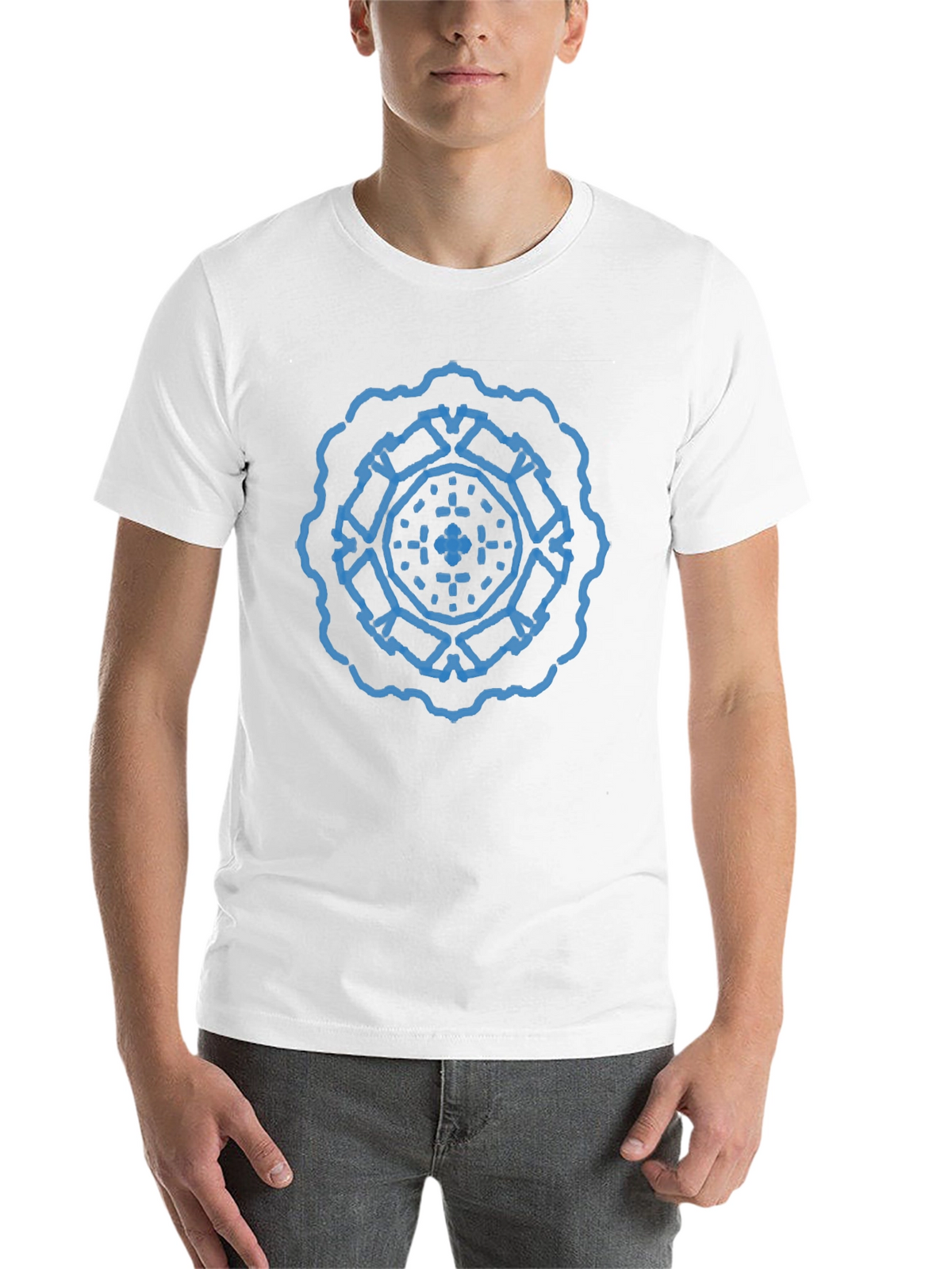 Geometric Blue Print Black T-Shirt