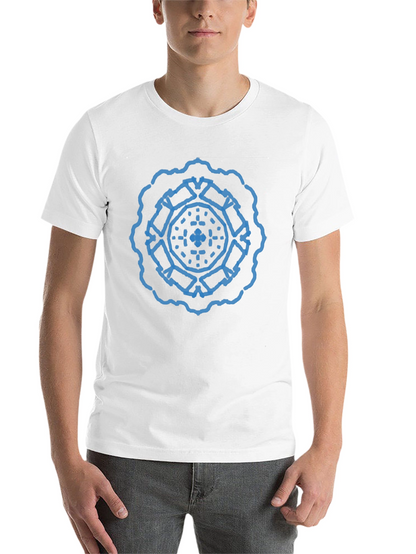 Geometric Blue Print Black T-Shirt