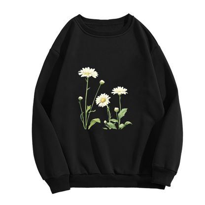 Fresh White Daisy Botanical Nature Crewneck Sweatshirt
