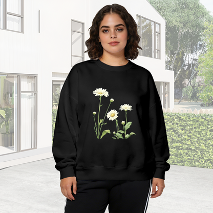 Fresh White Daisy Botanical Nature Crewneck Sweatshirt