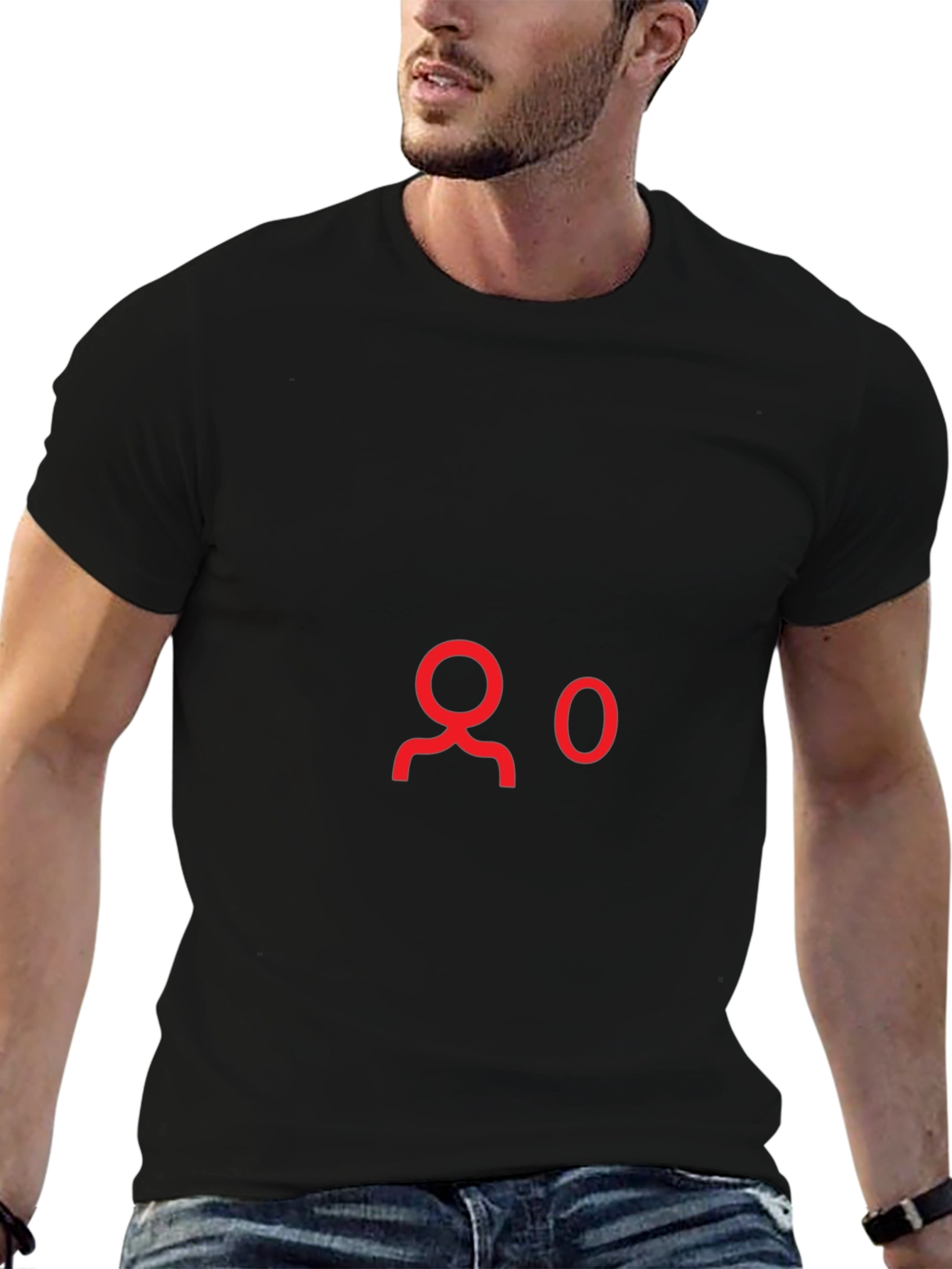 Black T-Shirt with Red 0 Followers Graphic