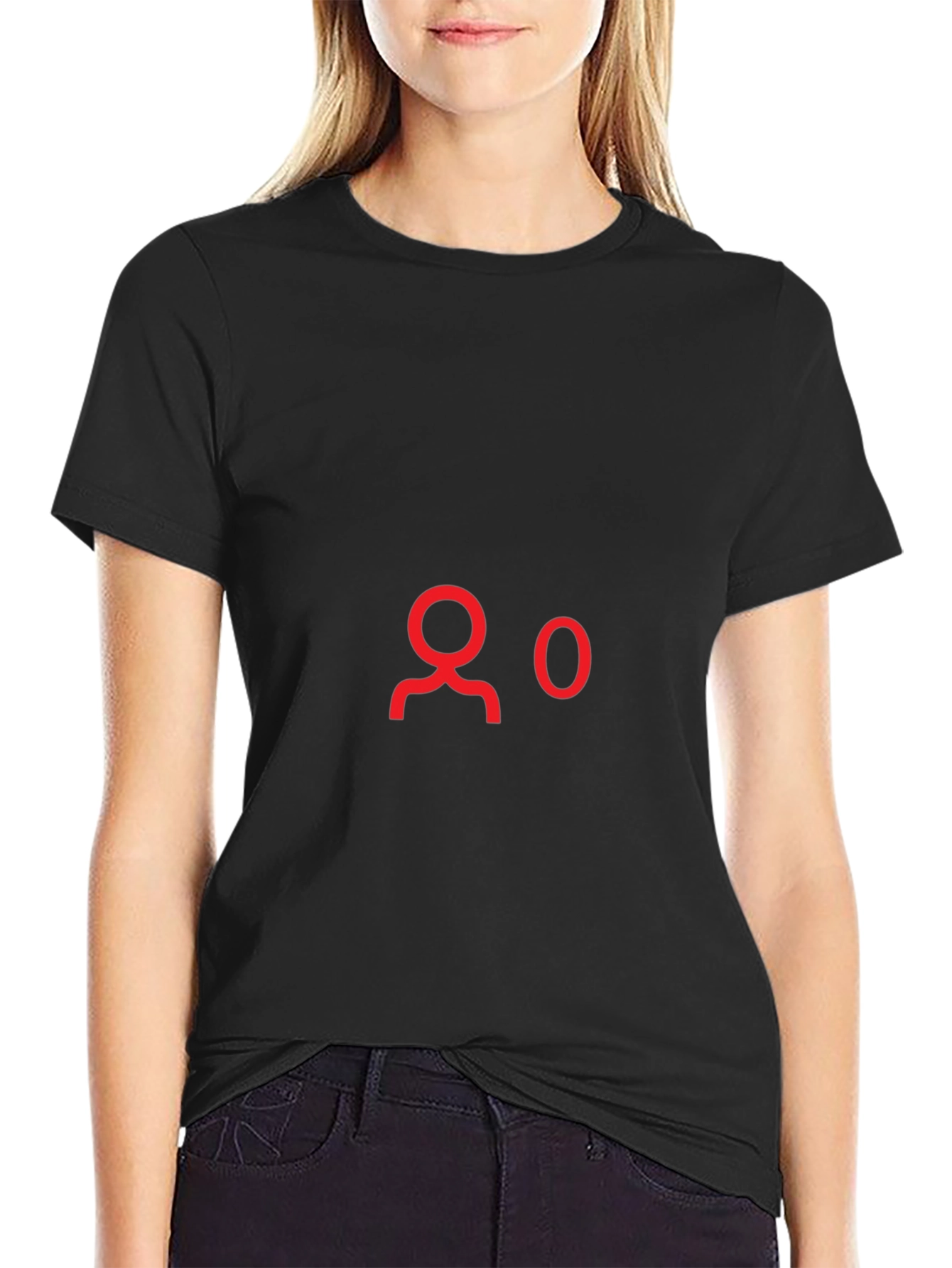 Black T-Shirt with Red 0 Followers Graphic