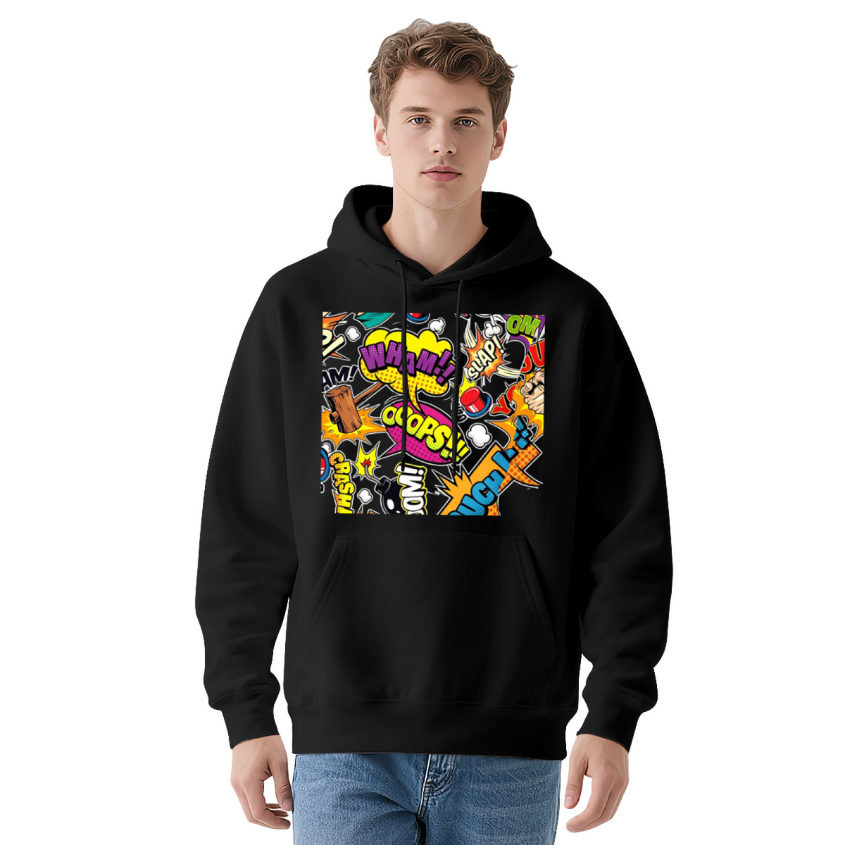 Retro Comic Pop?Art Vibrant Graphic Hoodie