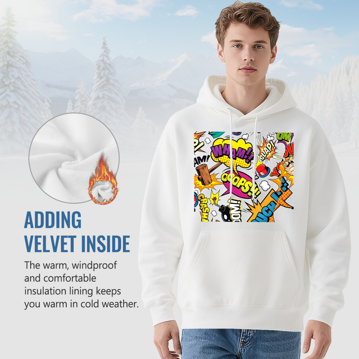 Retro Comic Pop?Art Vibrant Graphic Hoodie