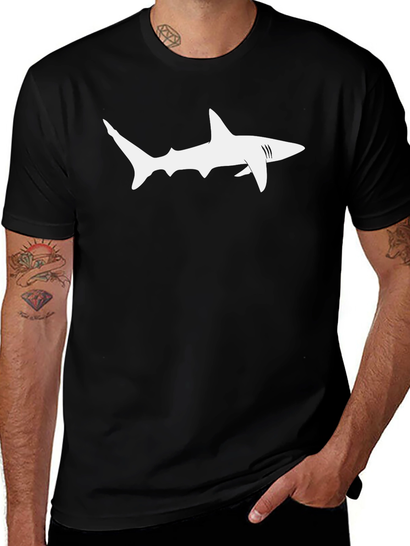 Shark Graphic Black T-Shirt - Mens Casual Style
