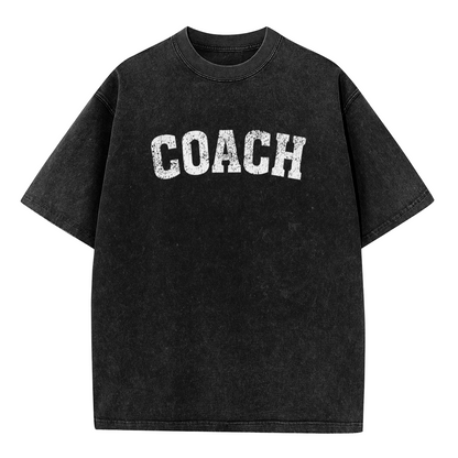 COACH Vintage Distressed Varsity Letter Washed Tee