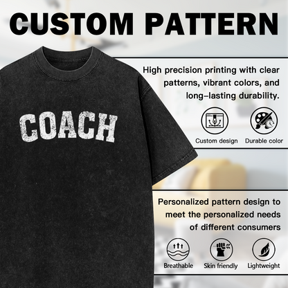 COACH Vintage Distressed Varsity Letter Washed Tee