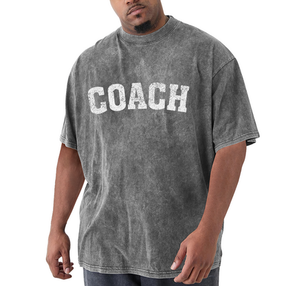 COACH Vintage Distressed Varsity Letter Washed Tee