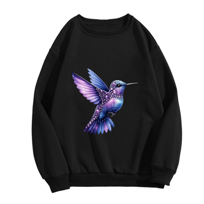 Shimmer Gem?Style Purple?Blue Hummingbird Crewneck Sweatshirt