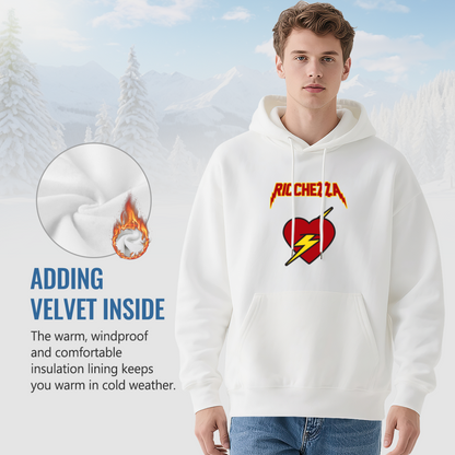 Retro Ricchezza Lightning Heart White Hoodie, Unisex Soft Y2K Style Hooded Top