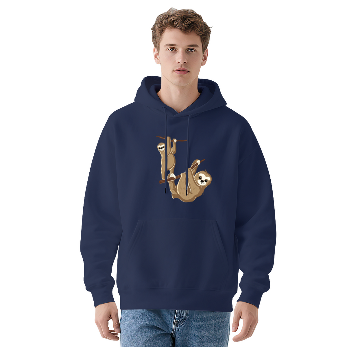Cute Hanging Sloth Animal Print Hoodie