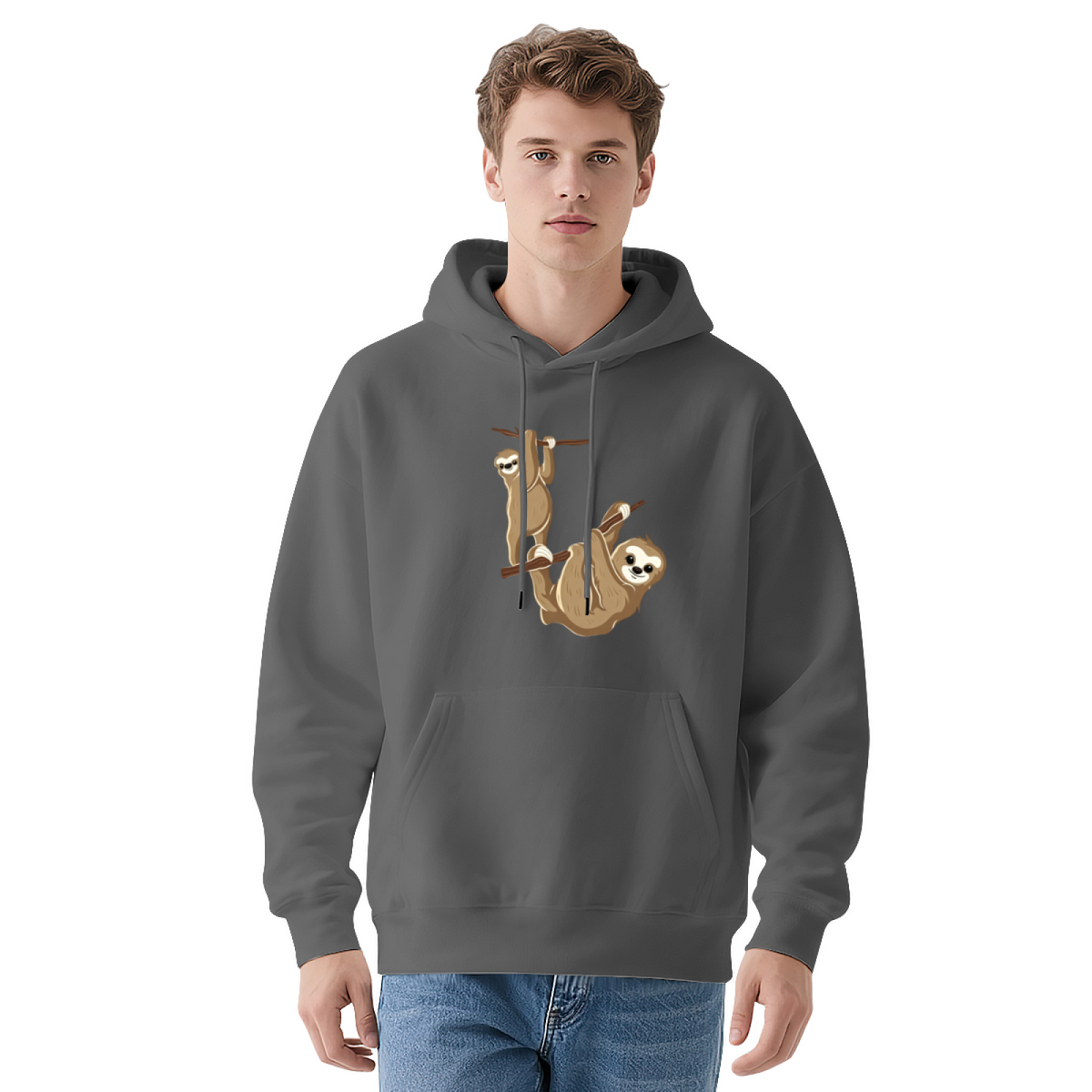 Cute Hanging Sloth Animal Print Hoodie