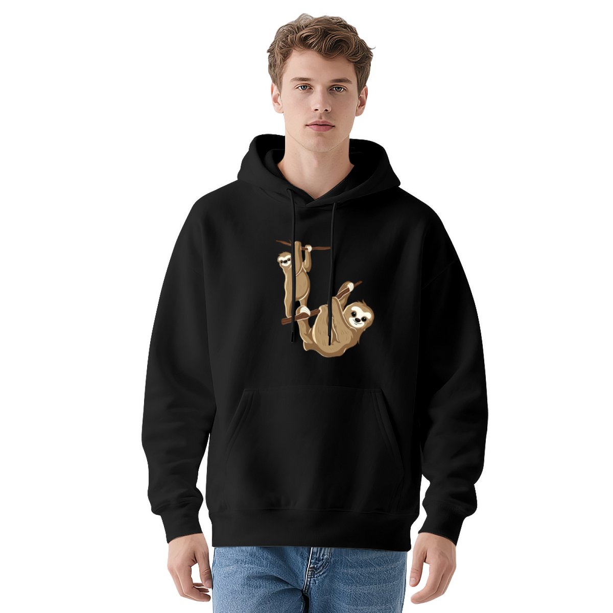 Cute Hanging Sloth Animal Print Hoodie