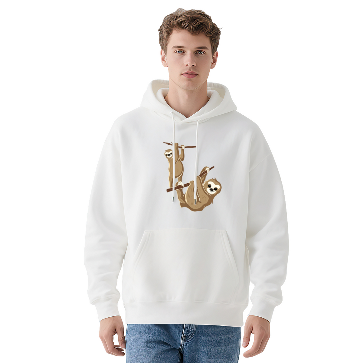 Cute Hanging Sloth Animal Print Hoodie