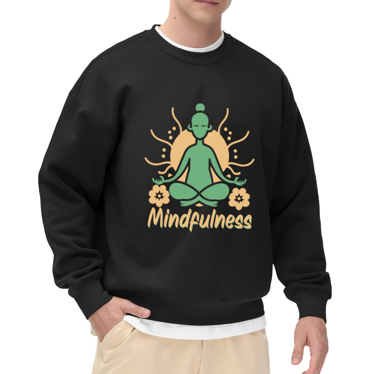 Mindfulness Meditation Yoga Floral Relax Crewneck Sweatshirt