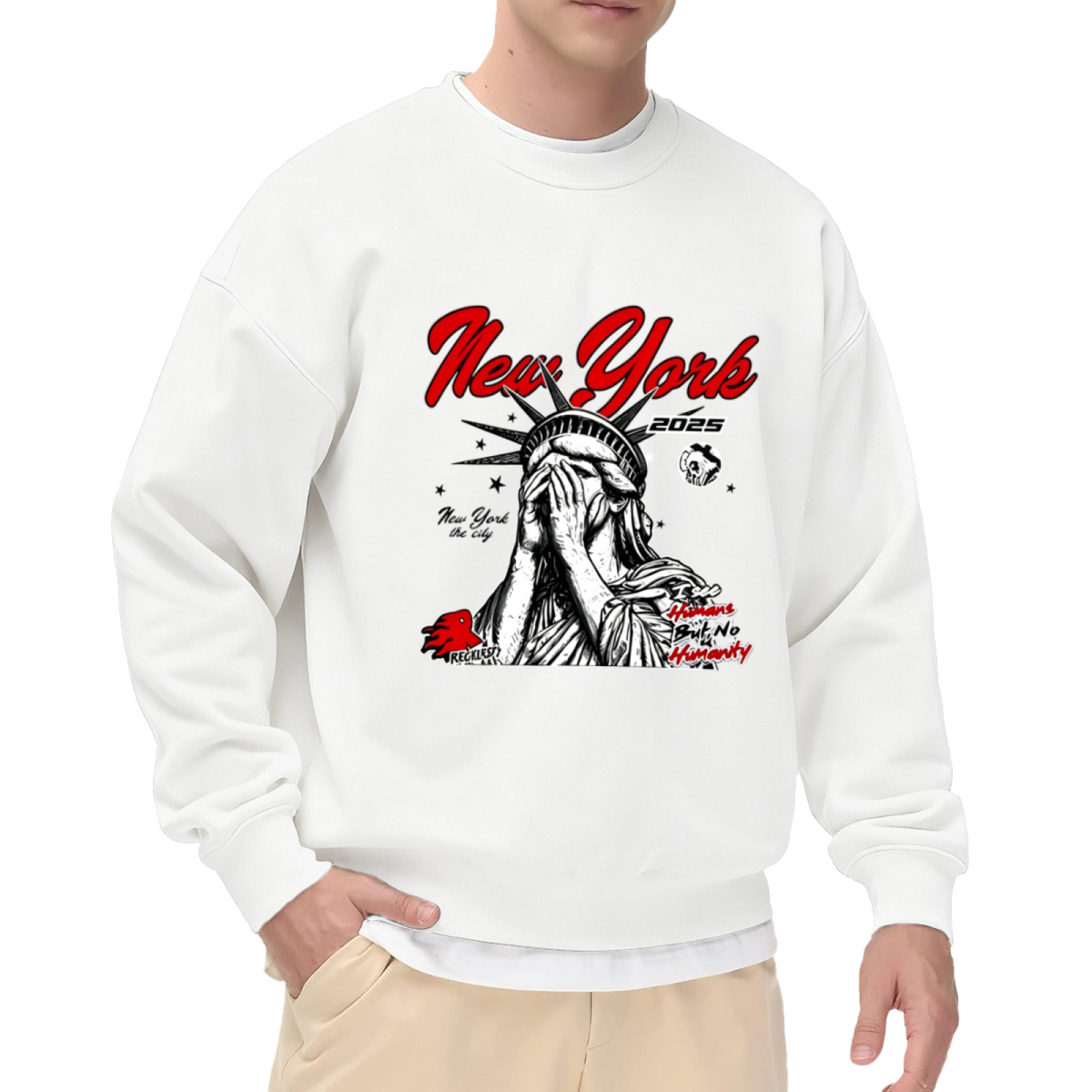 Covered Eyes Statue Of Liberty New York Streetwear Crewneck