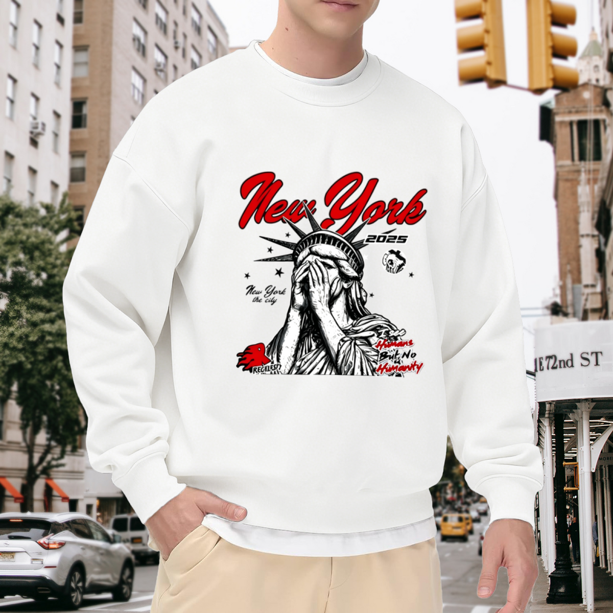 Covered Eyes Statue Of Liberty New York Streetwear Crewneck